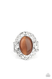 Moonlit Marigold - Brown Ring - Paparazzi Accessories Ring Bedazzle Me Pretty Mobile Fashion Boutique