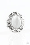 Moonlit Marigold - White Ring - Paparazzi Accessories Ring Bedazzle Me Pretty Mobile Fashion Boutique