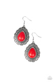 Mountain Mover - Red Earrings - Paparazzi Accessories Earrings Bedazzle Me Pretty Mobile Fashion Boutique