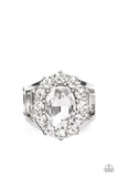 Moxie Magic - White Ring - Paparazzi Accessories Ring Bedazzle Me Pretty Mobile Fashion Boutique