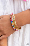 Multicolored Medley - Gold Bracelet - Paparazzi Accessories Bracelet Bedazzle Me Pretty Mobile Fashion Boutique