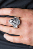 Mumbai Mambo - White Ring - Paparazzi Accessories Ring Bedazzle Me Pretty Mobile Fashion Boutique