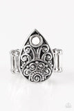 Mumbai Mambo - White Ring - Paparazzi Accessories Ring Bedazzle Me Pretty Mobile Fashion Boutique
