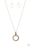 My Ears Are Ringing - Brass Necklace - Paparazzi Accessories Necklace Bedazzle Me Pretty Mobile Fashion Boutique