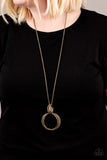 My Ears Are Ringing - Brass Necklace - Paparazzi Accessories Necklace Bedazzle Me Pretty Mobile Fashion Boutique