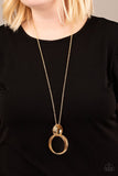 My Ears Are Ringing - Gold Necklace - Paparazzi Accessories Necklace Bedazzle Me Pretty Mobile Fashion Boutique