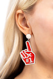 My Number One - Red Post Earrings - Paparazzi Accessories Post Earrings Bedazzle Me Pretty Mobile Fashion Boutique