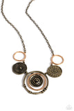 Mysterious Masterpiece - Brass Necklace - Paparazzi Accessories Necklace Bedazzle Me Pretty Mobile Fashion Boutique