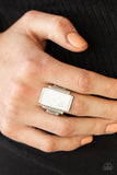 Mystical Marinas - White Ring - Paparazzi Accessories Ring Bedazzle Me Pretty Mobile Fashion Boutique