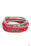 Mythical Magic - Red Bracelet - Paparazzi Accessories Bracelet Bedazzle Me Pretty Mobile Fashion Boutique