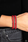 Mythical Magic - Red Bracelet - Paparazzi Accessories Bracelet Bedazzle Me Pretty Mobile Fashion Boutique