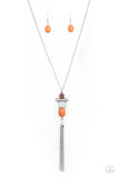 Natural Novice - Orange Necklace - Paparazzi Accessories Necklace Bedazzle Me Pretty Mobile Fashion Boutique