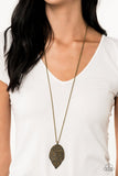 Natural Re-LEAF - Brass Necklace - Paparazzi Accessories Necklace Bedazzle Me Pretty Mobile Fashion Boutique