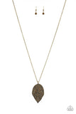 Natural Re-LEAF - Brass Necklace - Paparazzi Accessories Necklace Bedazzle Me Pretty Mobile Fashion Boutique