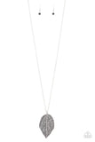 Natural Re-LEAF - Silver Necklace - Paparazzi Accessories Necklace Bedazzle Me Pretty Mobile Fashion Boutique