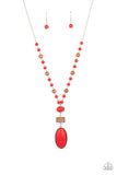 Naturally Essential - Red Necklace - Paparazzi Accessories Necklace Bedazzle Me Pretty Mobile Fashion Boutique