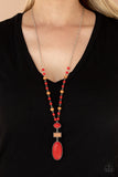Naturally Essential - Red Necklace - Paparazzi Accessories Necklace Bedazzle Me Pretty Mobile Fashion Boutique