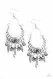 Nature Escape - Red Earrings - Paparazzi Accessories Earrings Bedazzle Me Pretty Mobile Fashion Boutique