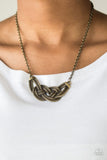 Nautically Naples - Brass Necklace - Paparazzi Accessories Necklace Bedazzle Me Pretty Mobile Fashion Boutique