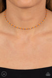 Neon Lights - Orange Necklace - Paparazzi Accessories Necklace Bedazzle Me Pretty Mobile Fashion Boutique