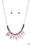 Neutral TERRA-tory - Red Necklace - Paparazzi Accessories Necklace Bedazzle Me Pretty Mobile Fashion Boutique