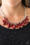 Newport Native - Red Necklace - Paparazzi Accessories Necklace Bedazzle Me Pretty Mobile Fashion Boutique