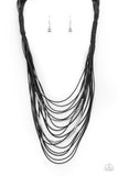 Nice CORD-ination - Black Necklace - Paparazzi Accessories Necklace Bedazzle Me Pretty Mobile Fashion Boutique