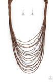 Nice CORD-ination - Brown Necklace - Paparazzi Accessories Necklace Bedazzle Me Pretty Mobile Fashion Boutique