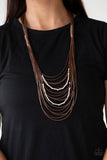 Nice CORD-ination - Brown Necklace - Paparazzi Accessories Necklace Bedazzle Me Pretty Mobile Fashion Boutique