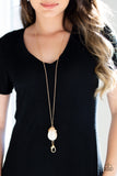 Nightcap and Gown - Gold Lanyard - Paparazzi Accessories Lanyard Bedazzle Me Pretty Mobile Fashion Boutique