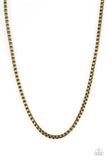 No ENDGAME in Sight - Brass Mens Necklace - Paparazzi Accessories Mens Necklace Bedazzle Me Pretty Mobile Fashion Boutique