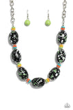 No Laughing SPLATTER - Green Necklace - Paparazzi Accessories Necklace Bedazzle Me Pretty Mobile Fashion Boutique