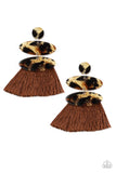 No One Likes A Cheetah - Brown Earrings - Paparazzi Accessories Earrings Bedazzle Me Pretty Mobile Fashion Boutique