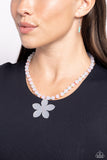 Nostalgic Novelty - White Necklace - Paparazzi Accessories Necklace Bedazzle Me Pretty Mobile Fashion Boutique