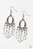 Not The Only Fish In The Sea - White Earrings - Paparazzi Accessories Earrings Bedazzle Me Pretty Mobile Fashion Boutique
