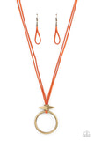 Noticeably Nomad - Orange Necklace - Paparazzi Accessories Necklace Bedazzle Me Pretty Mobile Fashion Boutique