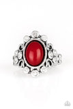 Noticeably Notable - Red Ring - Paparazzi Accessories Ring Bedazzle Me Pretty Mobile Fashion Boutique