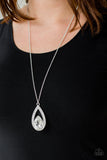 Notorious Noble - White Necklace - Paparazzi Accessories Necklace Bedazzle Me Pretty Mobile Fashion Boutique