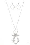 Oblong Obligato - Silver Necklace - Paparazzi Accessories Necklace Bedazzle Me Pretty Mobile Fashion Boutique
