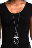 Oblong Obligato - Silver Necklace - Paparazzi Accessories Necklace Bedazzle Me Pretty Mobile Fashion Boutique