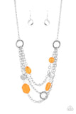 Oceanside Spa - Orange Necklace - Paparazzi Accessories Necklace Bedazzle Me Pretty Mobile Fashion Boutique