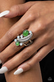 Off To FEATHER-land - Green Ring - Paparazzi Accessories Ring Bedazzle Me Pretty Mobile Fashion Boutique