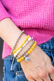 Offshore Outing - Yellow Bracelet - Paparazzi Accessories Bracelet Bedazzle Me Pretty Mobile Fashion Boutique