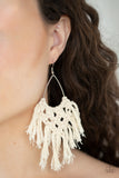 Oh MACRAME, Oh My - White Earrings - Paparazzi Accessories Earrings Bedazzle Me Pretty Mobile Fashion Boutique