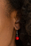 Omega Oasis - Red Necklace - Paparazzi Accessories Necklace Bedazzle Me Pretty Mobile Fashion Boutique