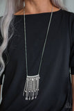 On The Fly - White Necklace - Paparazzi Accessories Necklace Bedazzle Me Pretty Mobile Fashion Boutique