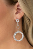 On The Glamour Scene - White Post Earrings - Paparazzi Accessories Earrings Bedazzle Me Pretty Mobile Fashion Boutique