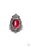 Once Upon a Meadow - Red Ring - Paparazzi Accessories Ring Bedazzle Me Pretty Mobile Fashion Boutique
