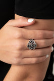 One DAISY At A Time - Black Ring - Paparazzi Accessories Ring Bedazzle Me Pretty Mobile Fashion Boutique