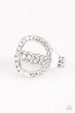 One-GLAM Band - White Ring - Paparazzi Accessories Ring Bedazzle Me Pretty Mobile Fashion Boutique